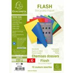 Paquet de 10 chemises 220g FLASH format A4 100 RECYCLE assortis x 10 EXACOMPTA