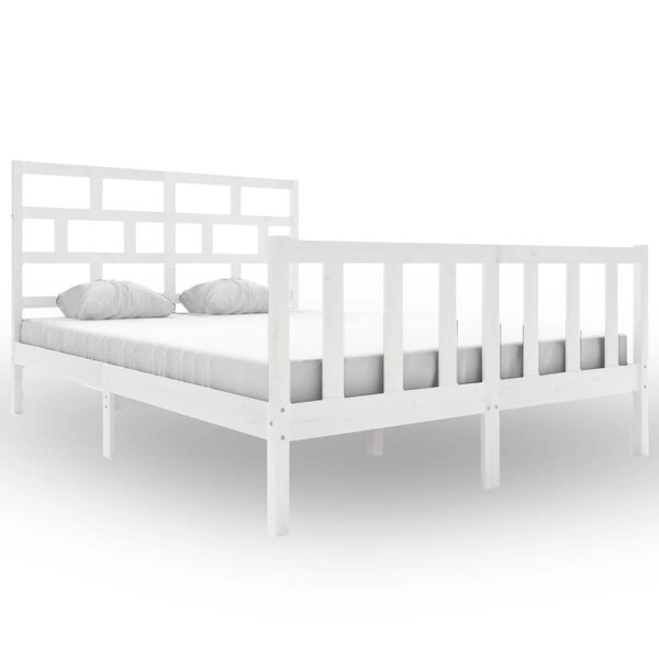 vidaXL Cadre de lit Blanc Bois de pin massif 160x200 cm