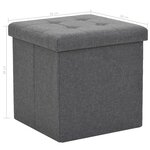 vidaXL Tabouret de rangement pliable Gris foncé Faux lin