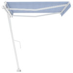 vidaXL Auvent automatique sur pied 450x350 cm Bleu/Blanc