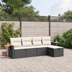 vidaXL Salon de jardin 5 Pièces avec coussins noir résine tressée