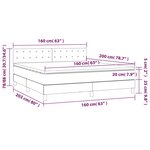 vidaXL Sommier à lattes de lit et matelas Gris foncé 160x200cm Velours