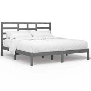 vidaXL Cadre de lit Gris Bois massif 200x200 cm