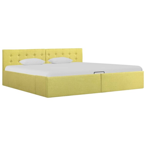 vidaXL Cadre de lit à stockage hydraulique Jaune lime Tissu 180x200 cm