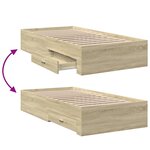 vidaXL Cadre de lit et tiroirs chêne sonoma 90x190cm bois d'ingénierie