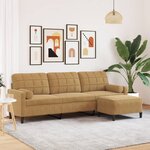 vidaXL Canapé à 3 places avec repose-pieds Marron 210 cm Velours
