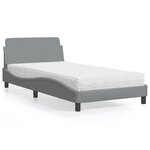 vidaXL Lit avec matelas gris clair 100x200 cm tissu