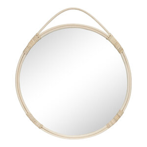 Miroir rond avec bord en rotin Ø50 cm