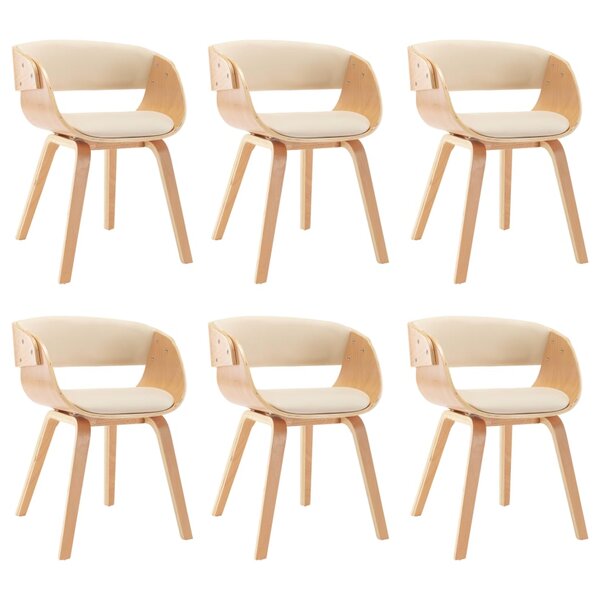 vidaXL Chaises à manger lot de 6 crème bois courbé et similicuir