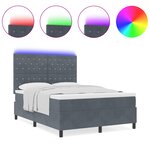 Lit box spring vidaXL avec matelas et LED Gris foncé 140x200 cm Velours