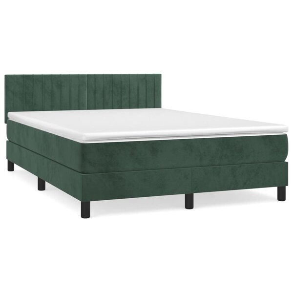 vidaXL Sommier à lattes de lit et matelas Vert foncé 140x200cm Velours