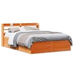 vidaXL Cadre de lit avec tête de lit cire marron 140x190cm bois de pin