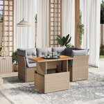 vidaXL Salon de jardin avec coussins 5 Pièces beige résine tressée