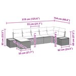 vidaXL Ensemble de Canapé de Jardin 7 Pièces avec Coussins Noir Rattan Polyester Acacia