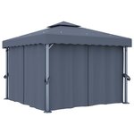 vidaXL Tonnelle avec rideau 3x3 m Anthracite Aluminium