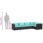 vidaXL Salon de jardin 5 Pièces avec coussins Résine tressée Noir