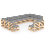 vidaXL Salon de jardin 12 Pièces avec coussins Bois de pin massif