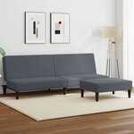 vidaXL Canapé-lit à 2 places avec repose-pied gris foncé velours