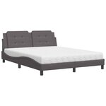 vidaXL Lit avec matelas gris 160x200 cm similicuir
