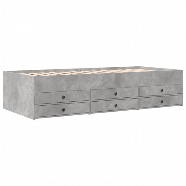 vidaXL Lit de jour et tiroirs gris béton 75x190 cm bois d'ingénierie