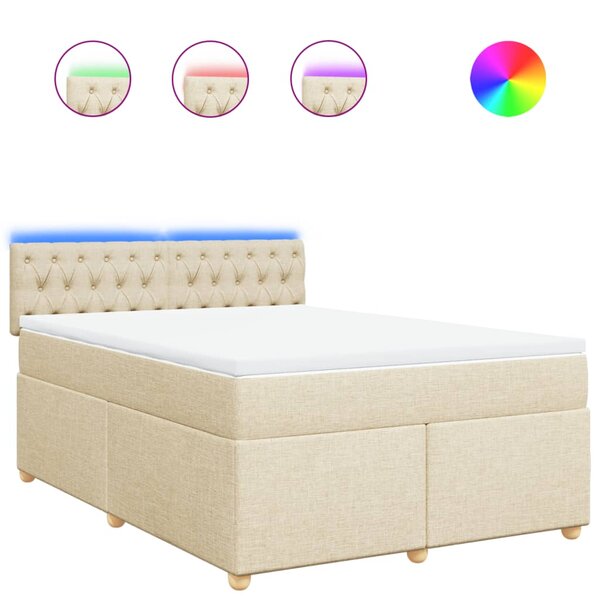 vidaXL Sommier à lattes de lit avec matelas Crème 140x200 cm Tissu