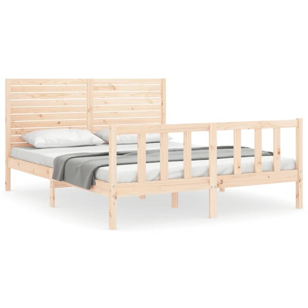 vidaXL Cadre de lit avec tête de lit 160x200 cm bois massif