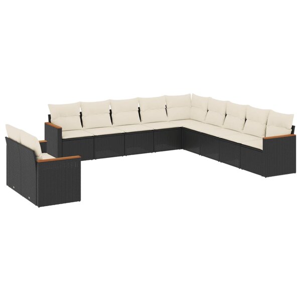 vidaXL Salon de jardin 11 Pièces avec coussins noir résine tressée