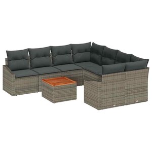 vidaXL Ensemble de canapé de jardin avec stockage 9 Pièces Gris polyrotin