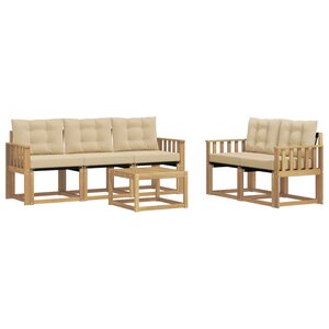 vidaXL Ensemble de canapés d'extérieur 6 Pièces Blanc et Beige
