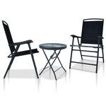 vidaXL Ensemble de bistro 3 Pièces Noir Acier