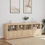 vidaXL Buffet avec lumières LED chêne sonoma 202x37x67 cm