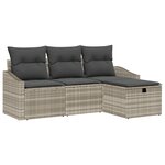 vidaXL Ensemble de canapés de jardin 4 pièces avec coussins gris clair en poly rattan