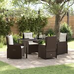 Ensemble de salle à manger jardin 5 pièces en rotin marron vidaXL