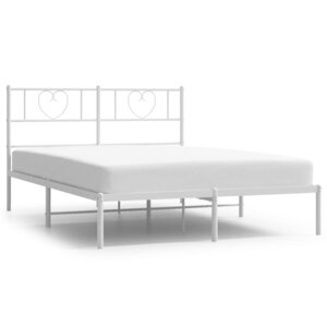 vidaXL Cadre de lit métal avec tête de lit blanc 120x200 cm