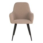 2 chaises de salle à manger en polyester bouclé beige avec pieds noirs