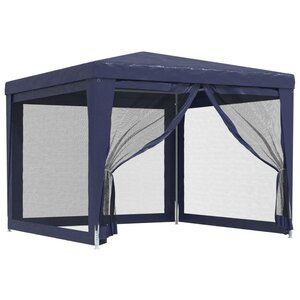 vidaXL Tente de fête avec 4 parois latérales en maille Bleu 3x3 m PEHD