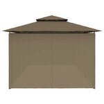 vidaXL Belvédère avec rideaux 600x298x270 cm Taupe 180 g/m²