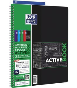 Cahier Polypro ACTIVEBOOK + Intercalaire 160 P 90G 240x297 mm Quadrillé 5x5 OXFORD
