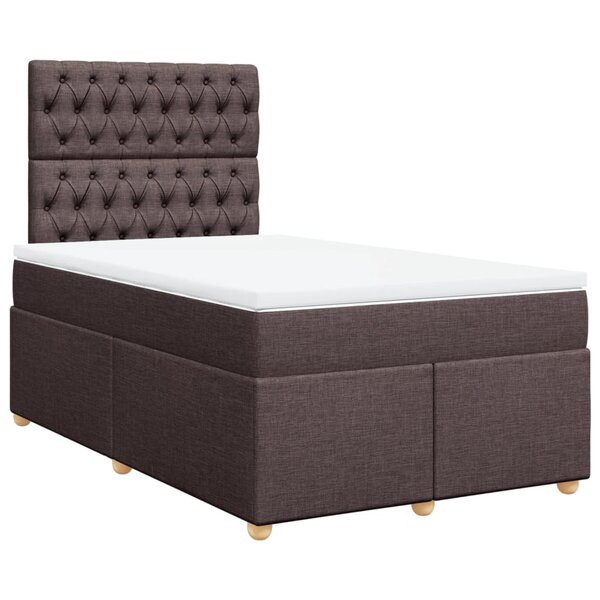 vidaXL Sommier à lattes de lit et matelas marron foncé 120x190cm tissu
