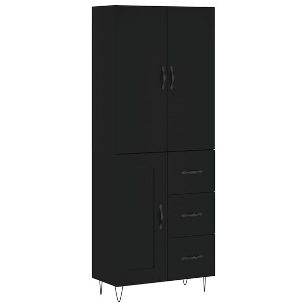 vidaXL Buffet haut Noir 69 5x34x180 cm Bois d'ingénierie