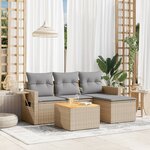 vidaXL Salon de jardin avec coussins 5 Pièces beige résine tressée