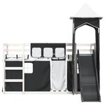 vidaXL Lit superposé avec toboggan et rideaux blanc et noir 90x200 cm