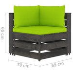 vidaXL Salon de jardin 10 Pièces avec coussins Bois imprégné de gris