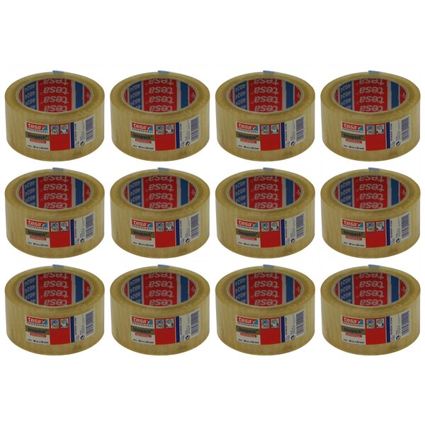Adhésif d'emballage tesaPack PP Acrylique Silencieux 50 Mic 50mm x L66 m Transparent x 12 TESA