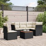 vidaXL Salon de jardin 6 Pièces avec coussins noir résine tressée