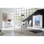 Buffet MILANO - blanc laqué brillant - 2 portes 2 tiroirs - 181 x 43 x 84 cm