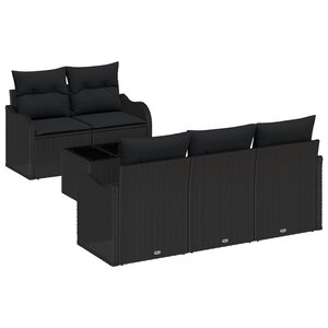 Ensemble de Canapés de Jardin à 6 pièces avec Coussins Noir Poly Rattan de vidaXL