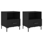 vidaXL Tables de chevet 2 Pièces noir 40x35x47 5 cm bois d’ingénierie