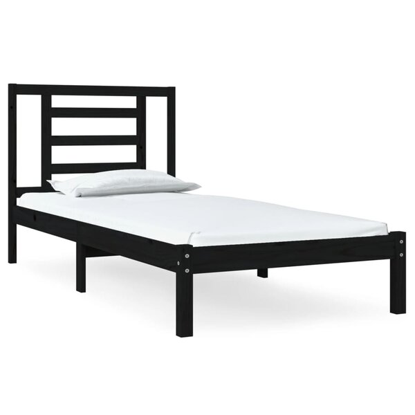 vidaXL Cadre de lit Noir Bois de pin massif 100x200 cm