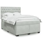 vidaXL Sommier à lattes de lit et matelas Gris clair 140x190cm Velours